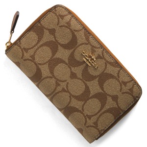 コーチ 二つ折り財布 財布 レディース シグネチャー ミディアム カーキベージュ&サドルブラウン 88913 IME74 COACH