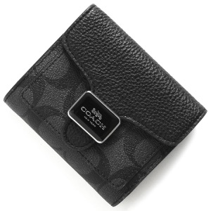 コーチ 二つ折り財布 財布 レディース シグネチャー ペッパー グラファイトダークグレー&ブラック C7805 SVTSQ COACH