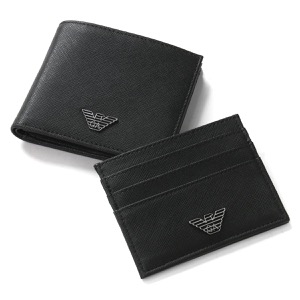 エンポリオアルマーニ 二つ折り財布（札入れ）/カードケース 財布 メンズ イーグルマーク セット ブラック Y4R237 Y138E 81072 EMPORIO ARMANI