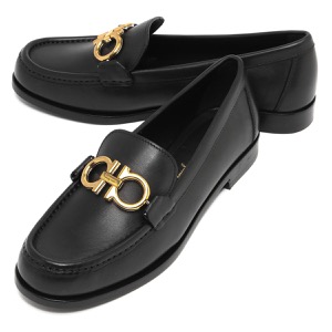 フェラガモ ローファー/モカシン/革靴 シューズ レディース ロロ ダブル ガンチーニ ブラック 01N660 NERO 0728415 SALVATORE FERRAGAMO