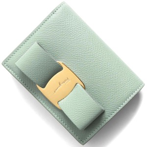 フェラガモ 二つ折り財布/ミニ財布 財布 レディース ヴァラ リボン ラッキーシャルムブルーグリーン 22D515 LUCKY CHARME 0770846 SALVATORE FERRAGAMO