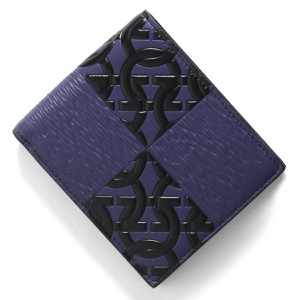 フェラガモ 二つ折り財布（札入れ） 財布 メンズ ガンチーニ モノグラム ゴルフォブルー&ブラック 661083 GOLFO BLUE 0753712 SALVATORE FERRAGAMO