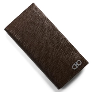 フェラガモ 長財布 財布 メンズ リバイバル ダブル ガンチーニ ブラウン&ブラック 66A069 BROWN NERO 0753622 SALVATORE FERRAGAMO