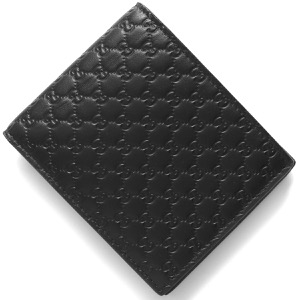グッチ 二つ折り財布（札入れ） 財布 メンズ マイクログッチシマ 型押し ブラック 260987 BMJ1N 1000 GUCCI