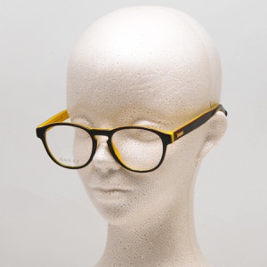 グッチ 伊達メガネ メンズ レディース ボストン ブラック&イエロー&トランスペアレントクリア GG0273O 005 GUCCI