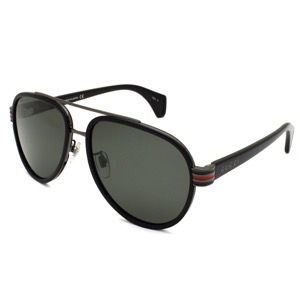 グッチ サングラス メンズ レディース ティアドロップ ツーブリッジ UVカット ブラック&グレー GG0447S 001 GUCCI