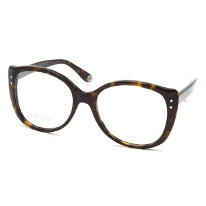 グッチ 伊達メガネ レディース べっ甲 ハヴァナマーブルブラウン&トランスペアレントクリア GG0474O 002 GUCCI