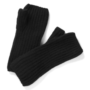 ジョンストンズ リストウォーマー/ハンドウォーマー レディース HAE2681 リブ ニット ブラック HAE02681 SA0900 JOHNSTONS