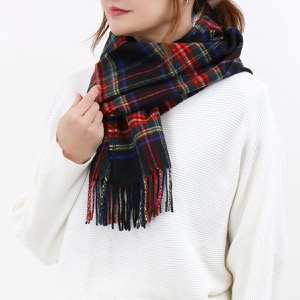 ジョンストンズ ストール/マフラー メンズ レディース WA16 チェック柄 小判 ブラックスチュワートマルチ WA000016 KU0324 JOHNSTONS