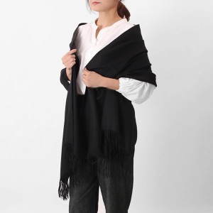 ジョンストンズ ストール/マフラー メンズ レディース WA56 大判 無地 ブラック WA000056 SA0900 JOHNSTONS