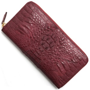 本革 長財布 財布 メンズ レディース カイマンワニ 【CAIMAN GENUINE】 ワイン CJN0477A WEMT Leather