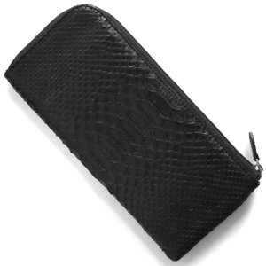 本革 長財布 財布 メンズ レディース パイソン ブラック OKU7165 BK Leather