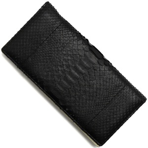 本革 長財布 財布 メンズ レディース ダイヤモンドパイソン 【DIAMOND PYTHON】 ブラック SNJN0118 BBK Leather