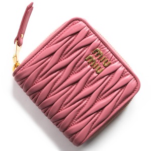 ミュウミュウ 二つ折り財布 財布 レディース マトラッセ シャーリング ベゴニアピンク 5ML522 2FPP F0638 MIU MIU