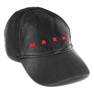 マルニ キャップ/帽子 メンズ レディース べースボールキャップ ブリーチ加工 ブラック CLZC0108S0 USCV87 ODN99 MARNI