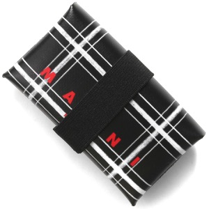 マルニ コインケース（小銭入れ）/カードケース 財布 メンズ レディース オリガミ 三つ折り チェック ブラック&アイボリー PFMI0007U9 P6052 ZO644 MARNI