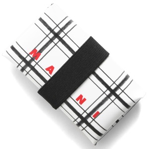 マルニ コインケース（小銭入れ）/カードケース 財布 メンズ レディース オリガミ 三つ折り チェック ホワイト&ブラック PFMI0007U9 P6052 ZO651 MARNI