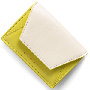 マルニ 三つ折り財布/ミニ財布 財布 レディース バイカラー タルクベージュ&ライトライムイエローグリーン PFMO0056U1 P2644 Z638V MARNI