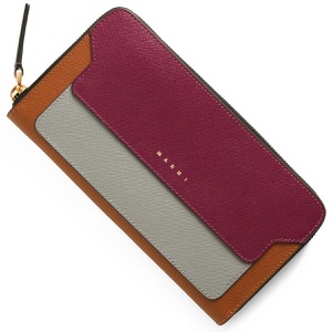 マルニ 長財布 財布 レディース プラムパープル&アッシュグレー&モカブラウン PFMOE11U09 LV520 Z563N MARNI