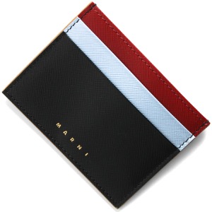 マルニ カードケース メンズ レディース ブラック&イリュージョンブルー&レッド&デューンベージュ PFMOQ04U12 LV520 Z135I MARNI