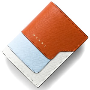 マルニ 二つ折り財布 財布 レディース タバスコオレンジ&イリュージョンブルー&ホワイト PFMOQ14U13 LV520 Z678N MARNI