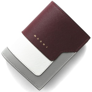 マルニ 二つ折り財布 財布 レディース ダークポートパープル&ホワイト&ドルフィングレー PFMOQ14U13 LV520 Z679N MARNI