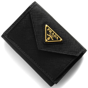 プラダ 三つ折り財布/ミニ財布 財布 レディース サフィアーノ トライアングル 三角ロゴプレート ブラック 1MH021 QHH F0002 PRADA