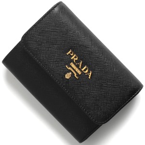 プラダ 三つ折り財布 財布 レディース サフィアーノ メタル ブラック 1MH025 QWA F0002 PRADA