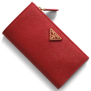 プラダ二つ折り財布 財布 レディース サフィアーノ トライアングル 三角ロゴプレート フォーコレッド 1ML009 QHH F068Z