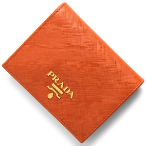 プラダ 二つ折り財布 財布 レディース サフィアーノ メタル アランチョオレンジ 1MV204 QWA F0049 PRADA