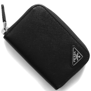 プラダ コインケース（小銭入れ） 財布 メンズ サフィアーノ トライアングル 三角ロゴプレート ブラック 2MM358 QHH F0002 PRADA