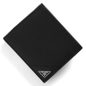 プラダ 二つ折り財布 財布 メンズ ヴィッテロ マイクロ グレイン 三角ロゴプレート ブラック 2MO003 2CB2 F0002 PRADA