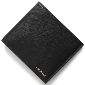 プラダ 二つ折り財布（札入れ） 財布 メンズ サフィアーノ クロス ブラック&フォーコレッド 2MO513 2DER F0LJ4 PRADA