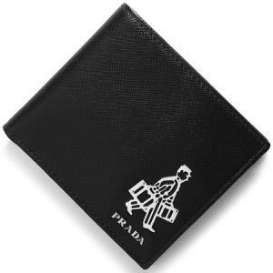 プラダ 二つ折り財布（札入れ） 財布 メンズ サフィアーノ トラベル ブラック 2MO513 9Z2 F0002 PRADA