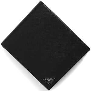 プラダ 二つ折り財布（札入れ） 財布 メンズ サフィアーノ トライアングル 三角ロゴプレート ブラック 2MO513 QHH F0002 PRADA