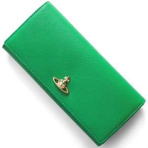 ヴィヴィアンウエストウッド 長財布 財布 メンズ レディース サフィアーノ ロング 二つ折り オーブ ブライトグリーン 5104007AU S000B M401 VIVIENNE WESTWOOD