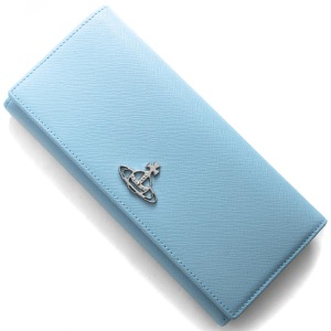 ヴィヴィアンウエストウッド 長財布 財布 レディース サフィアーノ ロング オーブ ライトブルー&シルバー 51120005 L001N K403 VIVIENNE WESTWOOD