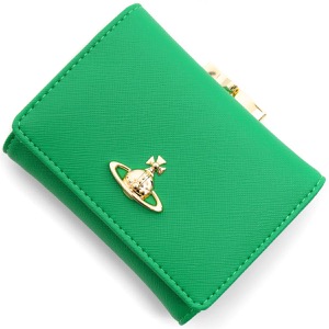 ヴィヴィアンウエストウッド 三つ折り財布 財布 レディース サフィアーノ スモール フレーム オーブ グリーン 51150027U S000B M401 VIVIENNE WESTWOOD