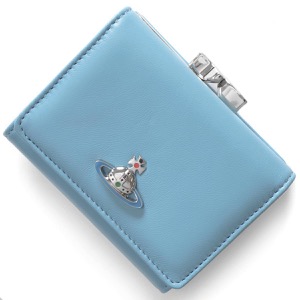 ヴィヴィアンウエストウッド 三つ折り財布 財布 レディース ナッパ スモール フレーム オーブ がま口 ブルー&シルバー 5115002AU L001L K402 VIVIENNE WESTWOOD