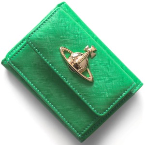 ヴィヴィアンウエストウッド 三つ折り財布/三つ折り財布 財布 レディース サフィアーノ スモール フラップ オーブ ブライトグリーン 5202006HU S000B M401 VIVIENNE WESTWOOD