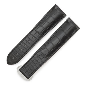 オメガ 腕時計パーツ クロコダイル ブラック 新品同様 純正 ベルト ストラップ バンド クロコ Dバックル付き 22mm 腕時計 ブラック 黒 中古