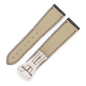 オメガ 腕時計パーツ クロコダイル ブラック 新品同様 純正 ベルト ストラップ バンド クロコ Dバックル付き 22mm 腕時計 ブラック 黒 中古