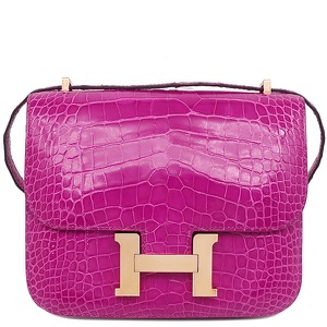 エルメス ショルダーバッグ コンスタンス ミニ 3 アリゲーター ピンク 中古