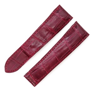 カルティエ 腕時計パーツ クロコダイル ワインレッド 純正 替え クロコ バンド ベルト ストラップ 22mm ワインレッド 赤 中古