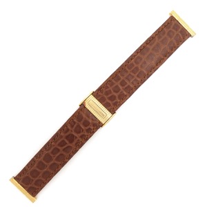 ブシュロン 腕時計パーツ リフレ用 クロコバンド クロコダイル ブラウン 純正 替え ベルト ストラップ 本革 純正GP製バックル付き 17ｍｍ ブラウン 茶  中古