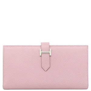 エルメス 長財布 ベアンスフレ ヴォーエプソン ピンク 二つ折り財布  中古