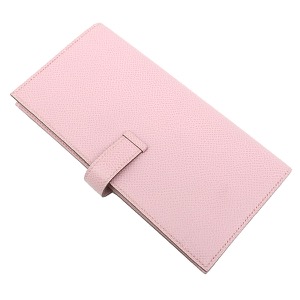 エルメス 長財布 ベアンスフレ ヴォーエプソン ピンク 二つ折り財布  中古