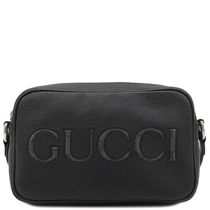 グッチ ショルダーバッグ ロゴ レザー ブラック 黒 ミニバッグ  768391 中古