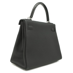 エルメス 2WAYバッグ ケリータッチ28 内縫い トゴ ブラック 黒 クロコ  中古