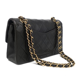 シャネル ショルダーバッグ マトラッセ 23 Wチェーン レザー ブラック 黒 ダブルフラップ ダブルチェーン A01113 中古